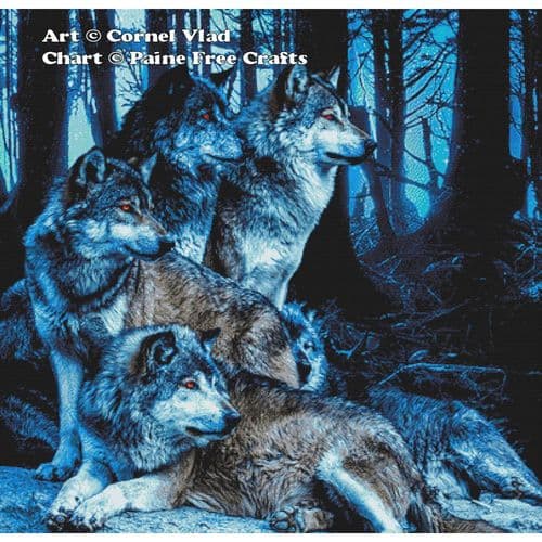 Forest Wolves by Paine Free Crafts printed cross stitch chart